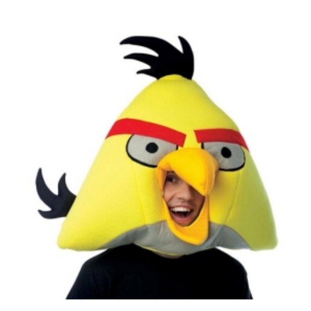 Angry Birds Costume Halloween Adult Hat Mask Yellow Bird Plush Face NEW VTG
